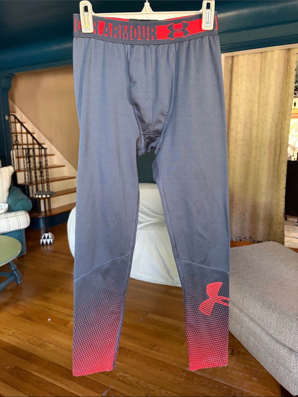 Under Armour Gray and Red Kids Leggings